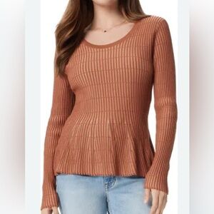 Sam Edelman Gia Crewneck Peplum Knit Top LG NWOT
